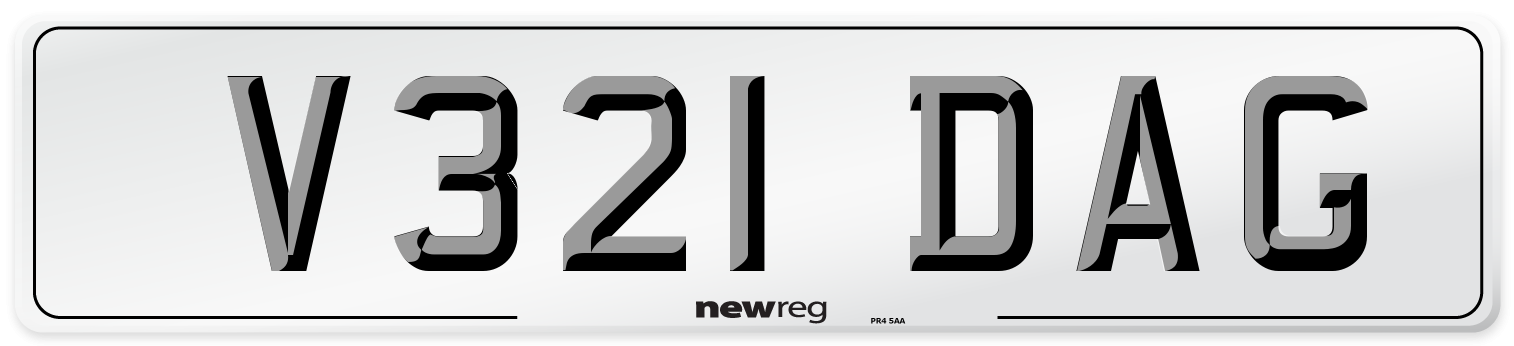 V321 DAG Number Plate from New Reg